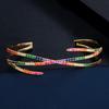 S0155 Creative Personality Women'S Open Bracelet Micro-Inlaid 3A Color Zircon Jewelry