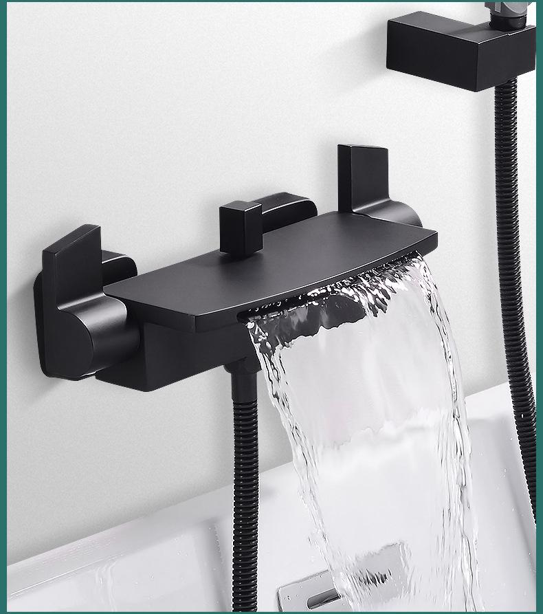 Waterfall Wall-Mounted Bathtub Faucet with Concealed Hot/Cold Shower Head Set