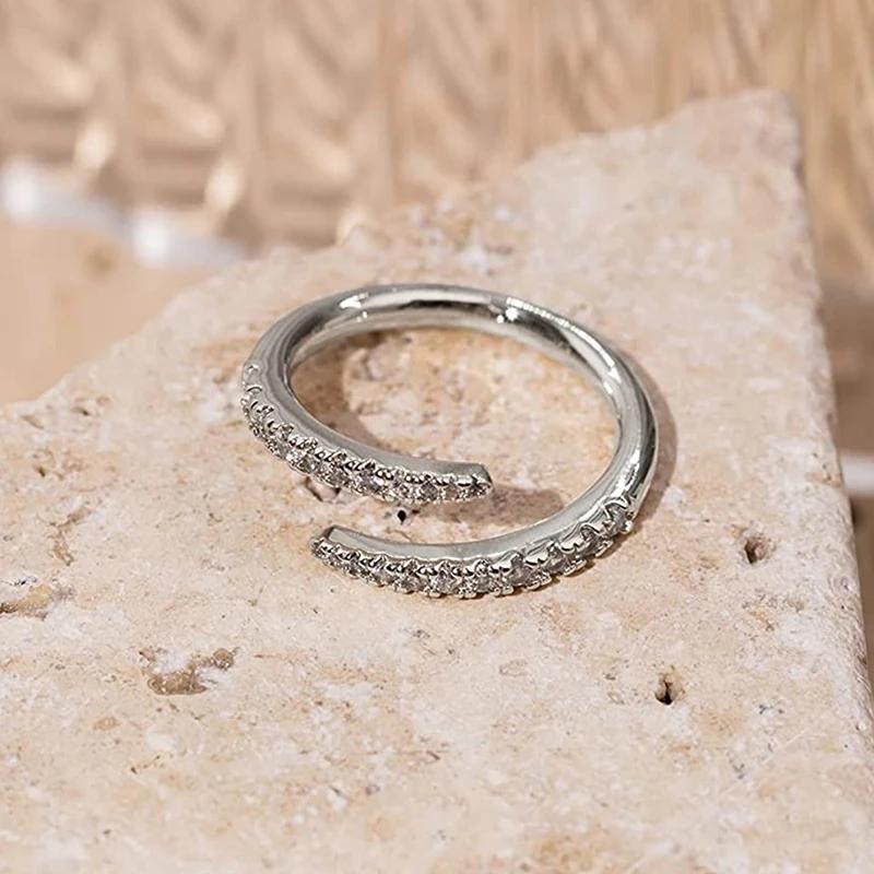 Simple and Adjustable Three Color Inlaid Zirconia Ring Suitable for Women s Daily Wear As Wedding Accessories ZA8642