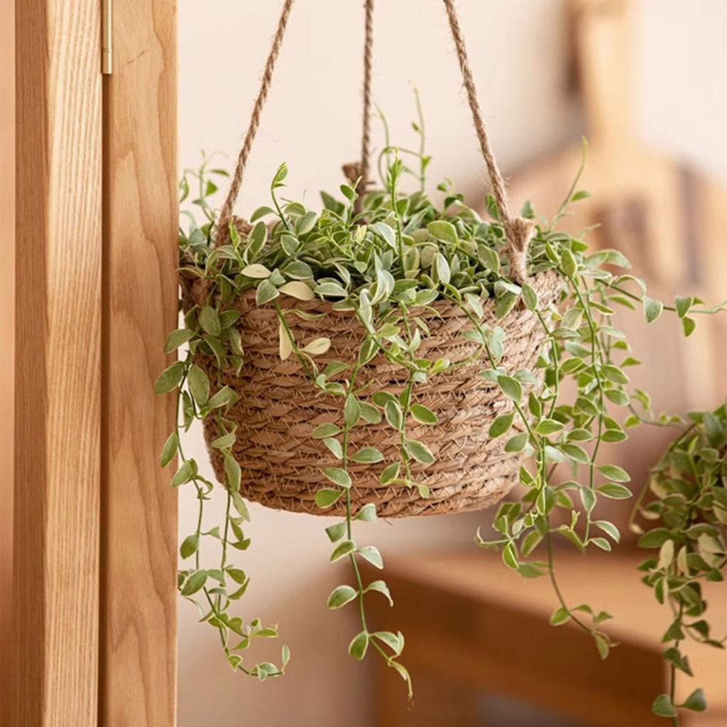 Comfortable Handmade Woven Hanging Planter Plant Flower Pot Holder Basket for Garden Outdoor Indoor Courtyard Decoration