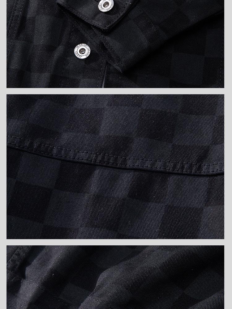 Men's Loose Plaid Grid Plush Denim Jacket - Korean Style, Youthful, Long Sleeve for Autumn/Winter