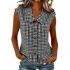 Camicetta Casual da Donna Senza Maniche con Bottoni e Collo a Revers Vestibilità Larga con Stampa Top Leggero