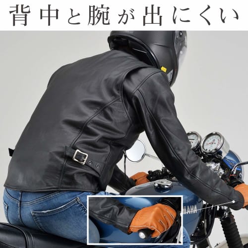Daytona Motorcycle Leather Jacket Genuine Leather (Water Repellent) Spring/Autumn/Winter Single Rider Collarless DL-001 Black L Size (Men's) 17808