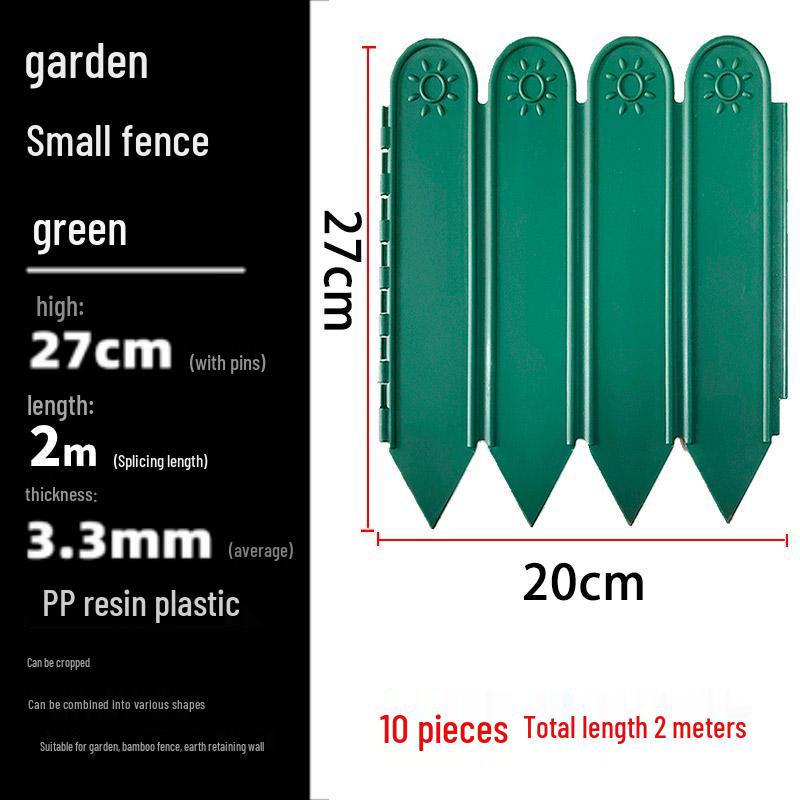 Plastic Garden and Flower Bed Edging Fence: Small Railing for Vegetable Gardens and Lawns
