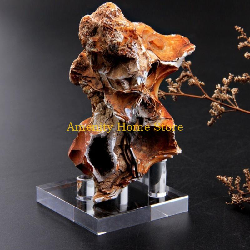 F26C Pack of 4 Acrylic Display Cradle for Artwork and Pottery Minerals Storage Rack Elegant Artifacts Presentation Stand