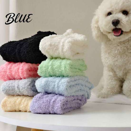 Cozy Pajama Socks Thickened Plush for Women Thermal Sleep Socks Coral Fleece Warm Cute Macaron Color Soft House Floor Winter Autumn Cold Weather Non