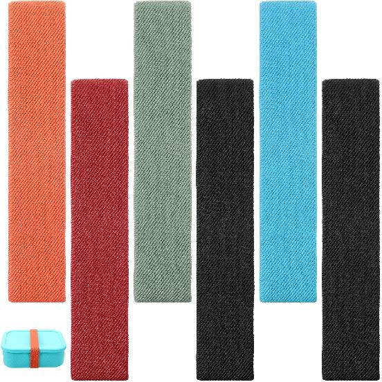 6 Pcs Lunch Box Fixing Band Bento Box Elastic Belt Elastic Cinch Straps Fixing Wrap Loop Belts for Office Classroom Picnic Camping Outdoors Meal Plan