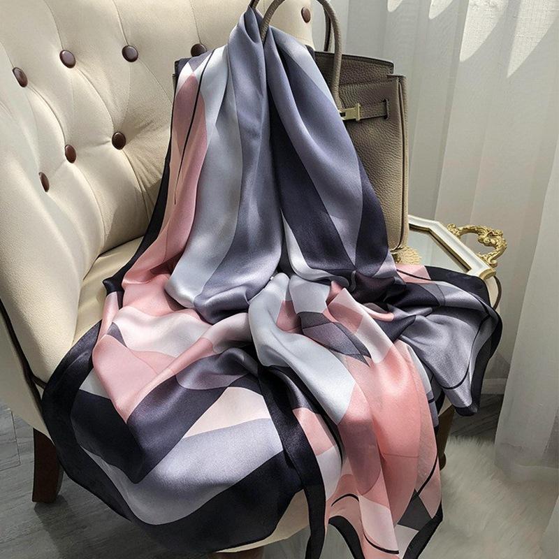 Hangzhou Silk Scarf Versatile Streamer Korean Version Light Luxury Calla Lily Long Mulberry Silk Scarf Anti-sun