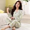 Pijamas Cotton Silk Pajamas Female Spring and Fall New Sweet Cardigan Long-sleeved Set of Homewear Women