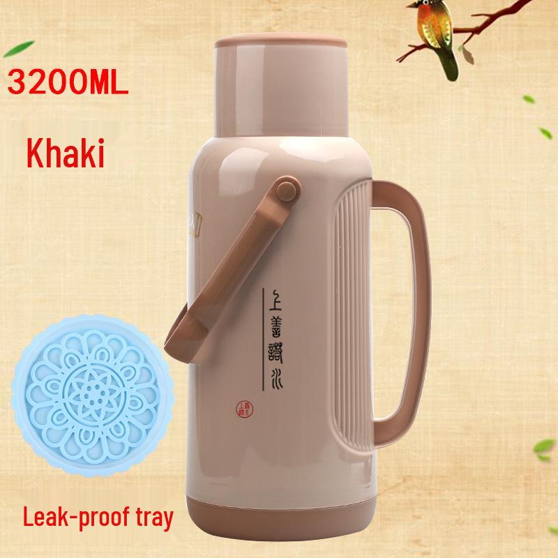Leather-Covered Glass Liner Thermos Bottle for Dorms - Keeps Water Hot