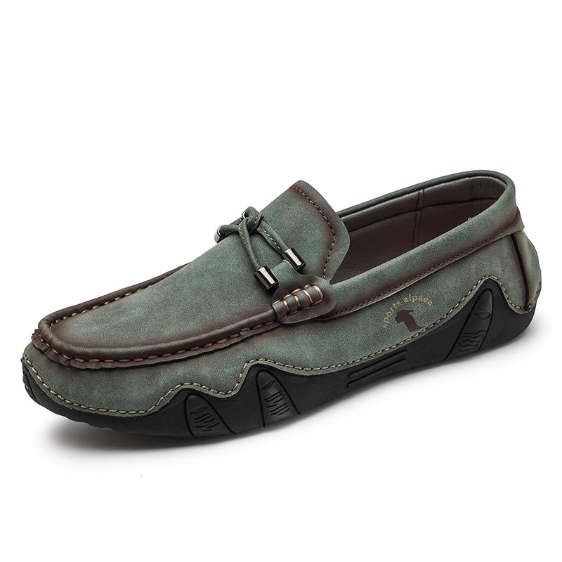 Men's Outdoor Casual Shoes Autumn Retro Foot-fitting Lazy Shoes Low-top Round Head One-pedal Fashionable Men's Leather Shoes