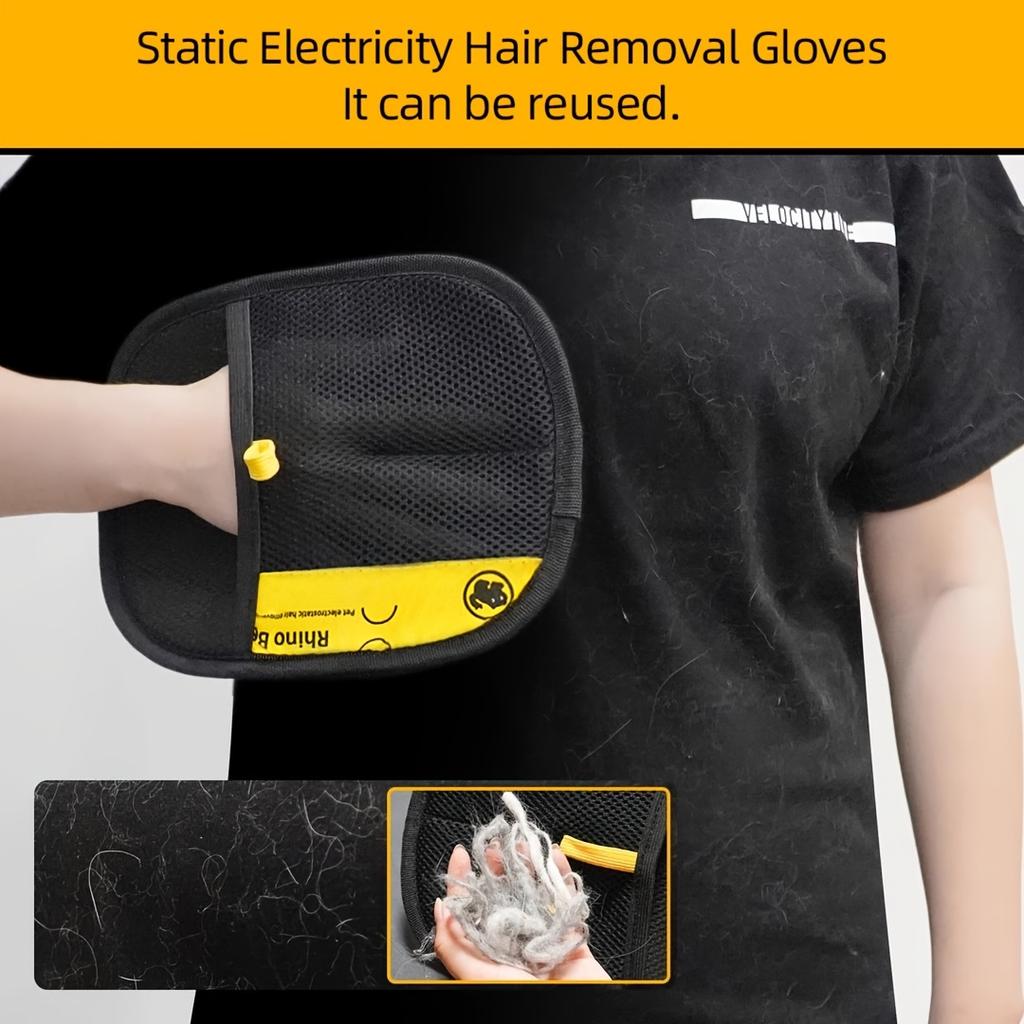 Pet Hair Remover Black Pet Static Hair Removal Gloves Essential for Cats and Dogs Home Durable Multi-role Hair Cleaning Tools