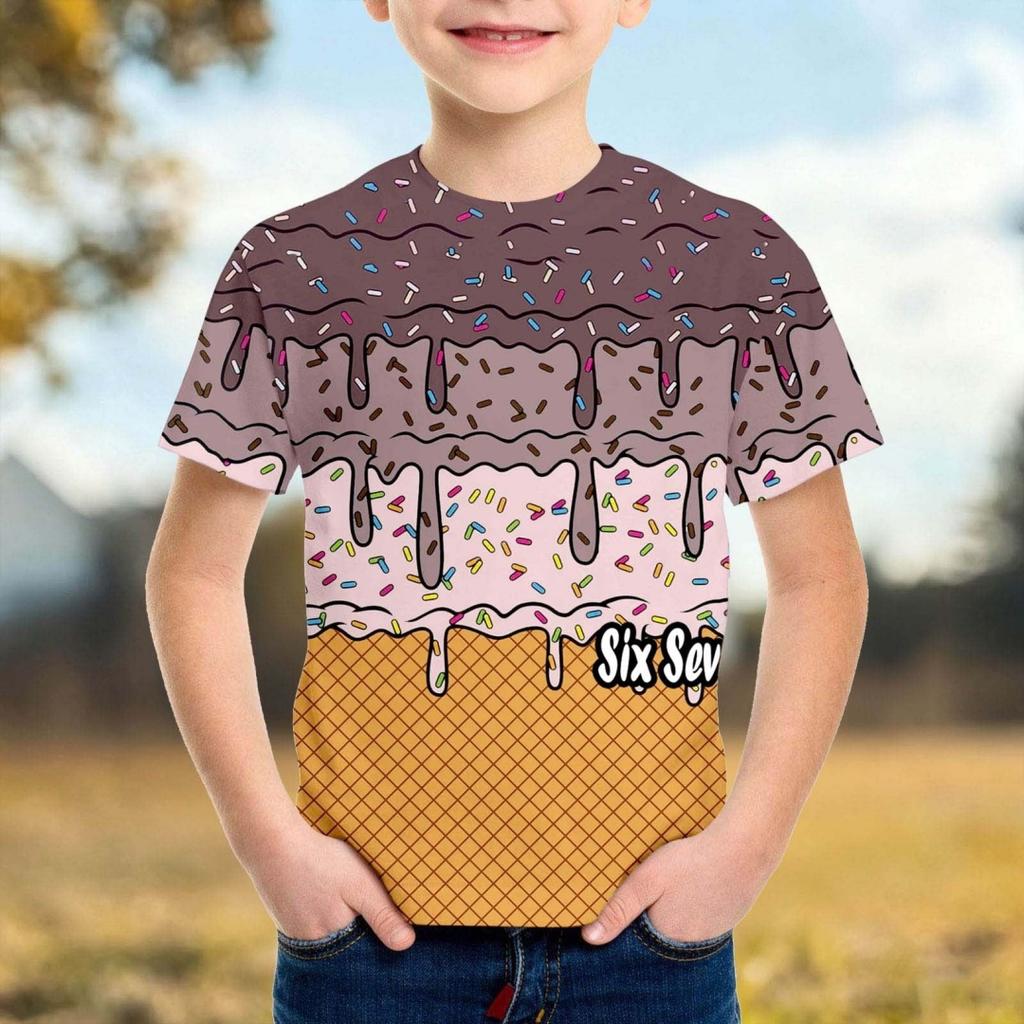 Fashion Minimalist Number 67 T-Shirt for Children Summer Vintage T-Shirts Round Neck Hippie Tees Oversized Casual Top Clothing