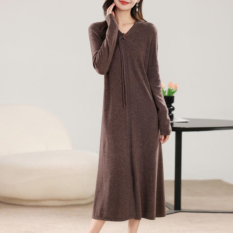 Women's Cashmere Dress Qinghe Cashmere 30% Cashmere 70% Wool Autumn and Winter Cashmere Skirt Soft and Warm