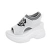 Plattform-Keilsandalen für Damen in Übergröße, atmungsaktives Geflecht, Fischmaul, elastisches Fußbett, leichte und bequeme Sandalen
