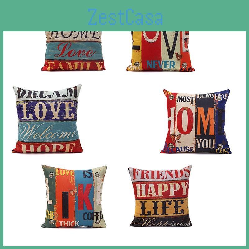 Premium Kissenbezug Quadrat Baumwolle Druck Buchstaben Retro Melange Für Zeitlose Eleganz