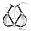 PU Leather Chest Harness with Eye Catching Chain Gothic Body Bra Harness for Parties and Unique Fashion Statements