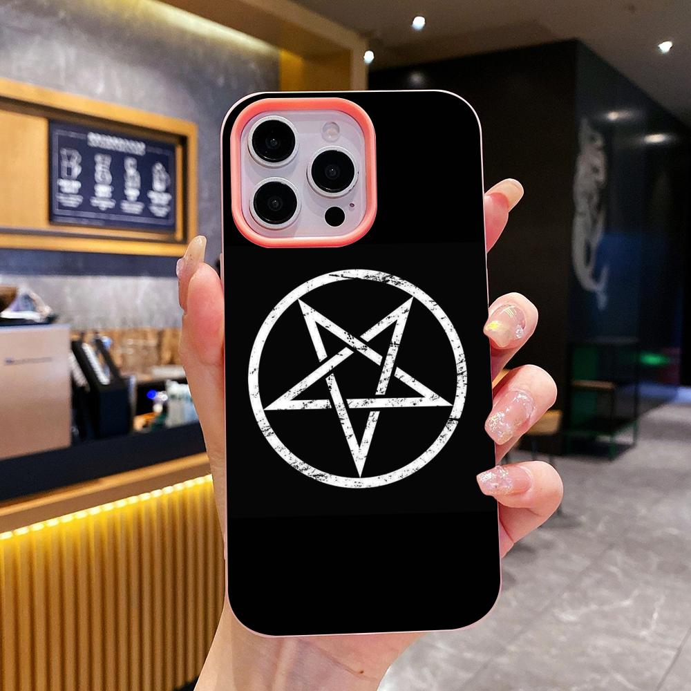 

Aesthetic Pentagram Phone Case for iPhone 17 16 15 14 13 12 11 Air Pro Max Plus Jelly Double layer Pink Cover iPhone 12