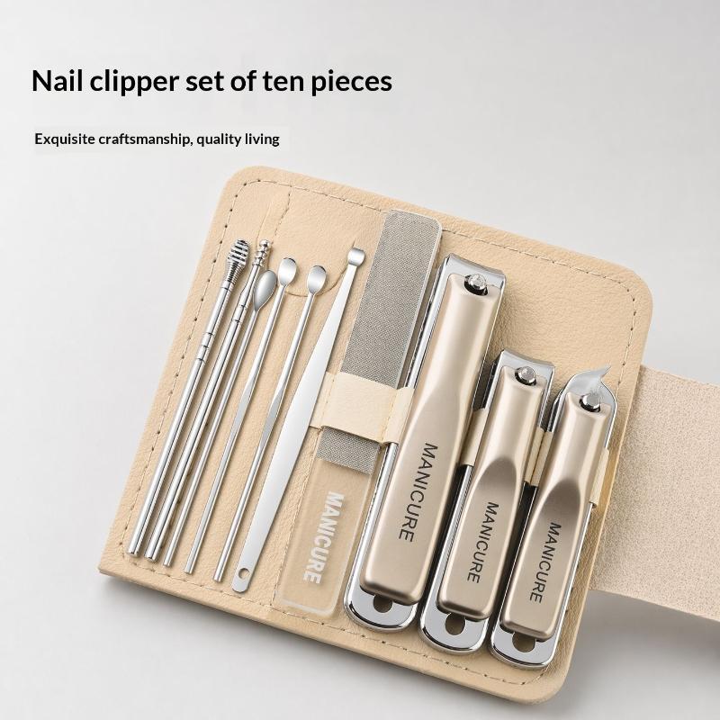 Easy Storage Nail Clippers Set 5/10 PCS Rotating Leather Bag Pro Trimmer for Manicure Pedicure Foot Nail Care