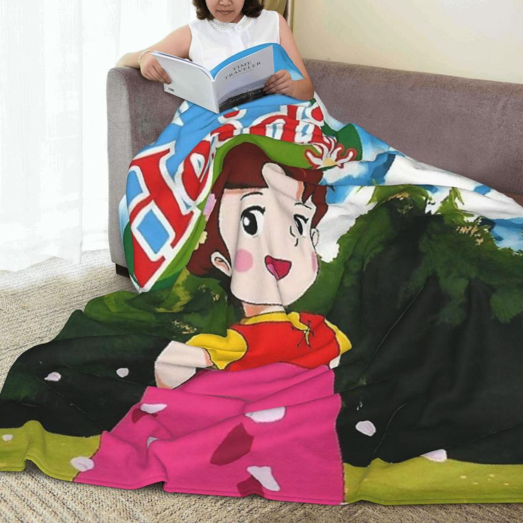 Heidi Girl Of The Alps Anime Blankets Flannel Sofa Throw Blanket Throw Blankets for Home Bedroom Office Throws Bedspread Quilt