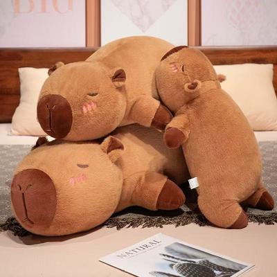 Kawaii Kapibara Peluş Oyuncak Doldurulmuş Kapibara Kabarık Bebek Uzun Uyku Yumuşak Yastık Kanepe Minderi Okul Noel için Uyku Oyuncakları