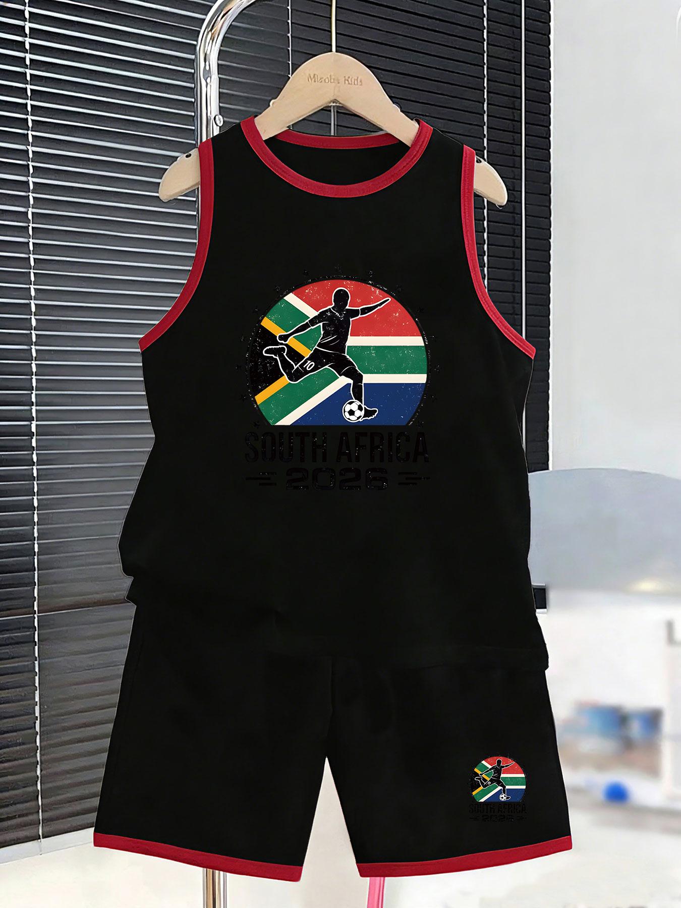 

Boys’ South Africa soccer set. Retro 2026 prints, breathable fabric, loose fit for fans. 2-3Y