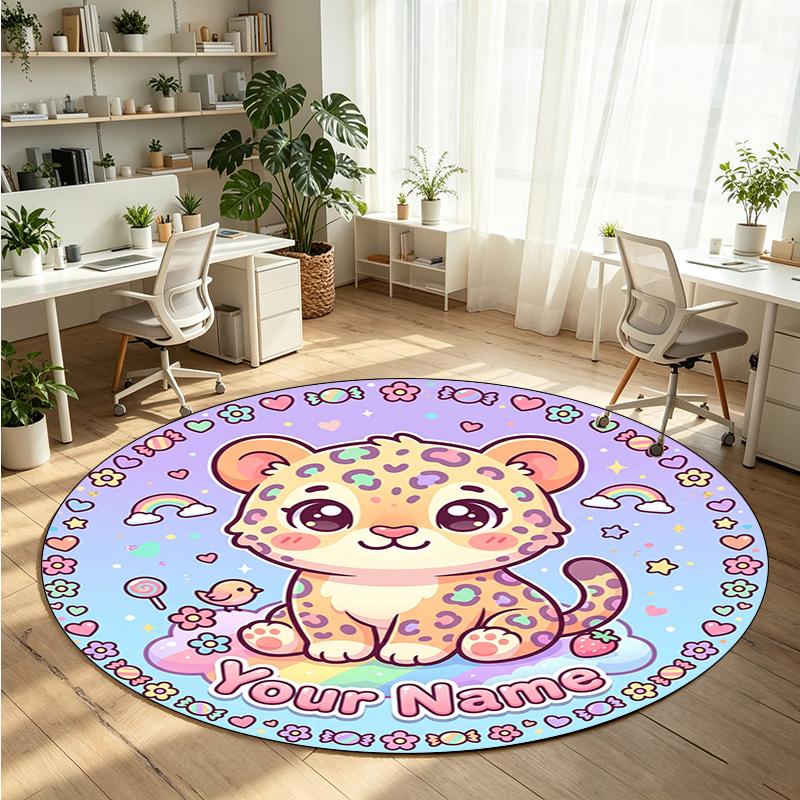 Wilde dieren (243) Thema Ronde Kristal Fluweel Tapijt Custom Naam Tekst Gepersonaliseerde Vloermat Huisdecoratie Antislip Kristal Tapijt