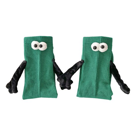 1 Pair Magnetic Hand Socks Solid Color Long Socks with 3D Character Arm Holding Hands Wearable Socks Daily Wear