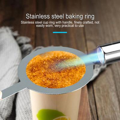 Anello per tazza da forno in acciaio inossidabile con manico in legno resistente al calore. Bordo del coperchio della tazza da tè al latte
