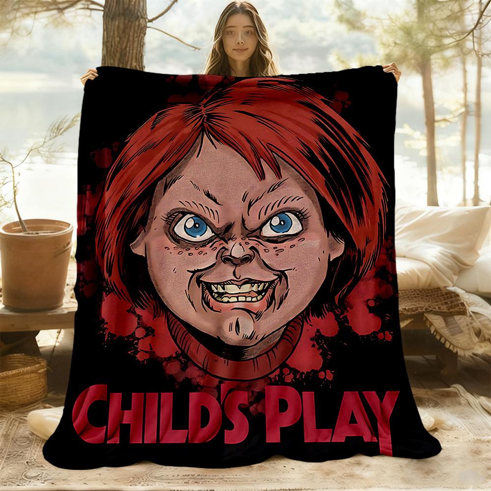 1pc Chucky Outdoor Blanket Lightweight Flannel, Soft & Warm, All Season Use for Sofa, Outdoor, Camping, Living Room, Office, Chair