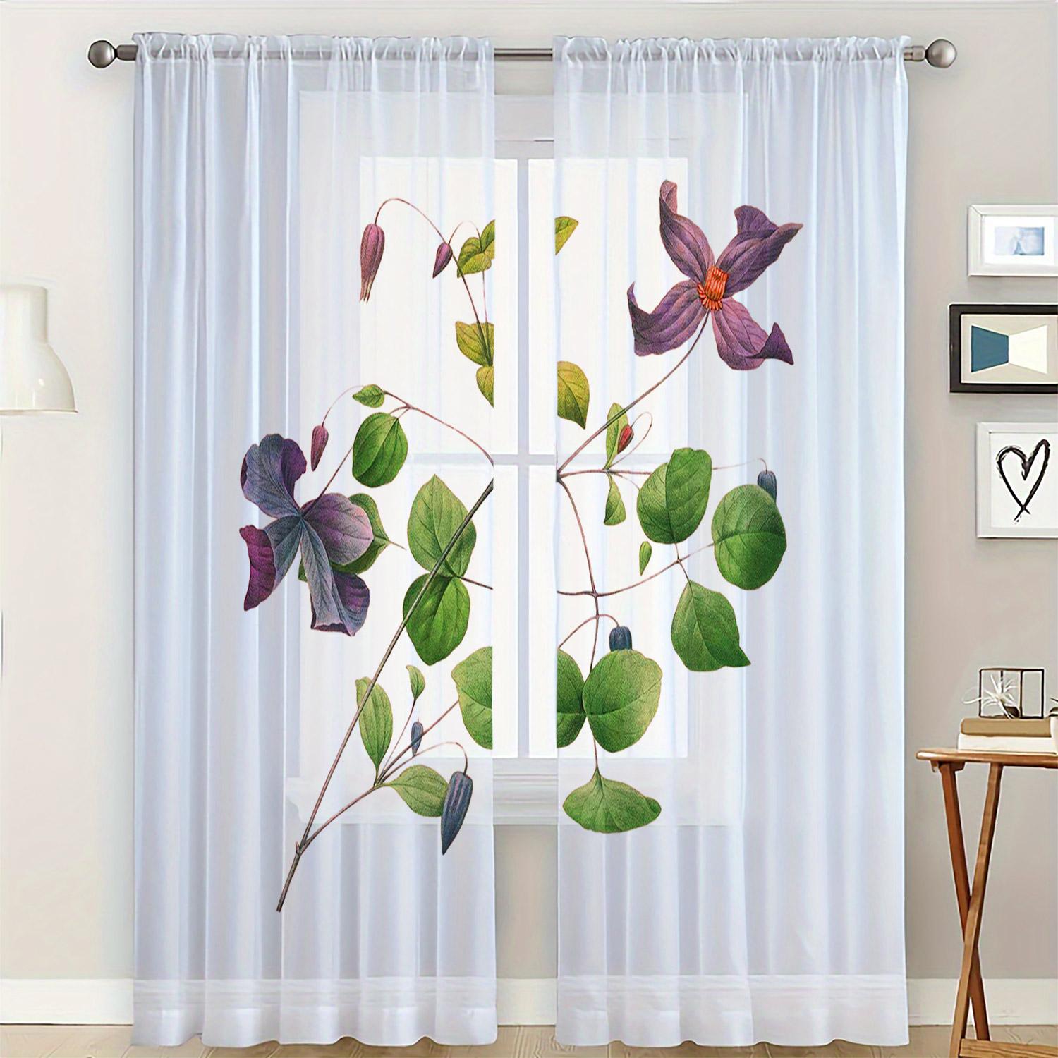 

Hd Digital Colorful Leaves Printed Window Screen Home Decor Style Decoration Living Room Curtain Set Of 2 Made Polyester Washable Area Ready W100*H130(CM)-Rod Pocket&2PCS
