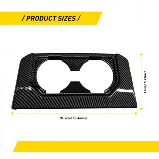 For Ford F150 2015- Rear Air Vent Outlet Frame Cup Holder Cover Carbon Fiber