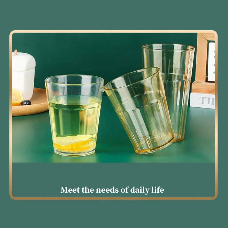 Household Transparent Cup Water Cup Multifunctional Juice Beverage Cup Simple Solid Color Acrylic Multilateral Drinking Cup