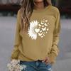 Damenmode Lässig Langarm Einfarbig Bedruckt Rundhals Oberteil Sweatshirt