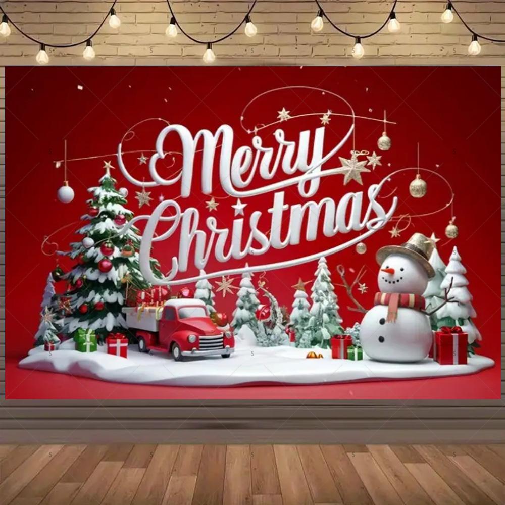 Merry Christmas Background Supplies Winter Snowman Santa Claus Backdrop Xmas Tree Party Decoration Christmas Photography Props