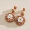 1 pair Ethnic Style Thai Seaside Eardrops Bohemian Style Raffia Grass Earrings  Girls