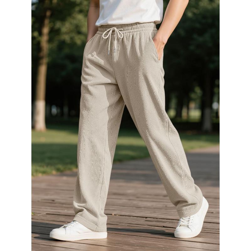 Men's Striped Drawstring Loose-Fit Pants | Comfortable Casual Trousers with Elastic Waist