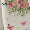 Colorful Flower Butterfly Toilet Sticker Removable Self-adhesive Waterproof PVC Living Room Bathroom Wall Art Floral Toilet Lid Decoration Decal