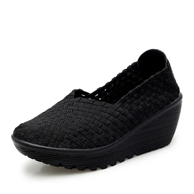 

Large Size 42 Woven Shoes Women s New Thick Soled Sloping Heel Sports Shoes Fashionable Woven Breathable Casual Shoes 35 чёрный
