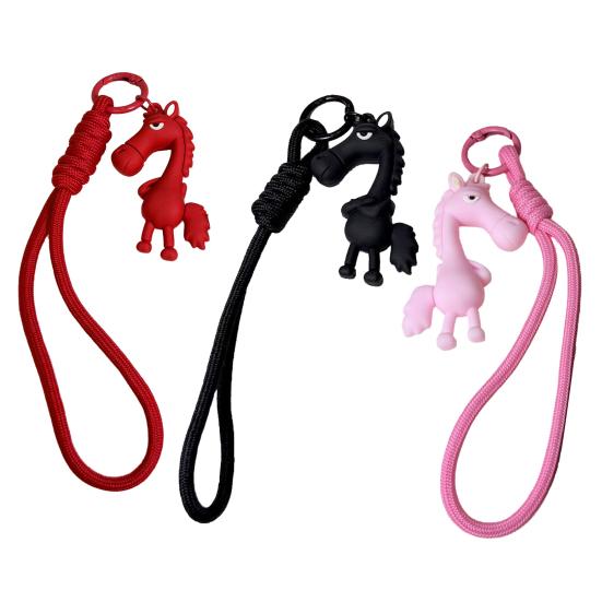 Cooler Pferde-Anhänger Schlüsselanhänger Niedlicher Pferde-Schlüsselanhänger mit Lanyard Cartoon-Anhänger für Handtaschen Tier-Schlüsselanhänger Glücksbringer