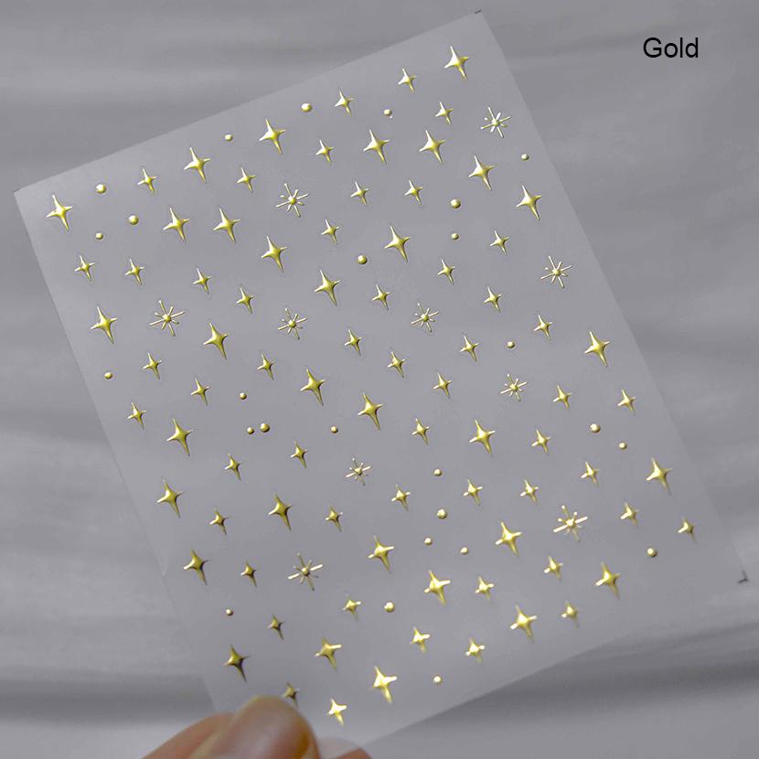 1 piece 5D silver nail stickers metal mini star nail art stickers high quality exquisite decals self-adhesive nail art stickers