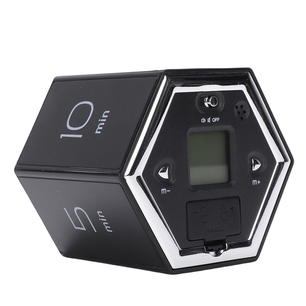 Rotating Timer 60 Minutes Preset Magnetic Hexagon Desk Flip Productivity Timer for Kitchen Cooking Studying