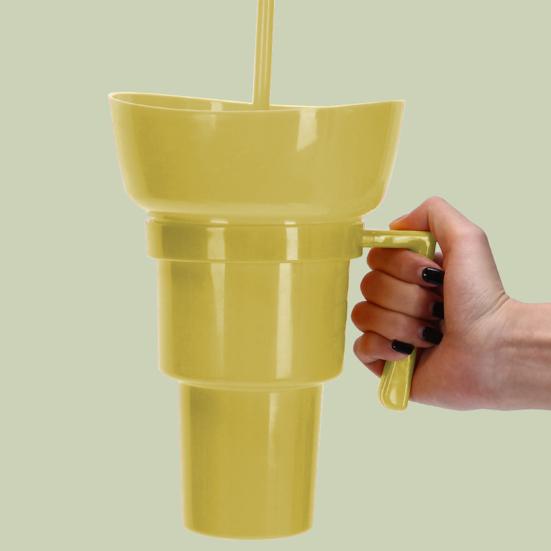 Atıştırmalık ve İçecek Kupası Yeniden Kullanılabilir Patlamış Mısır Tutucu Pipetli Sızdırmaz 900ml Stadyum Kupası Filmler Seyahat İçin