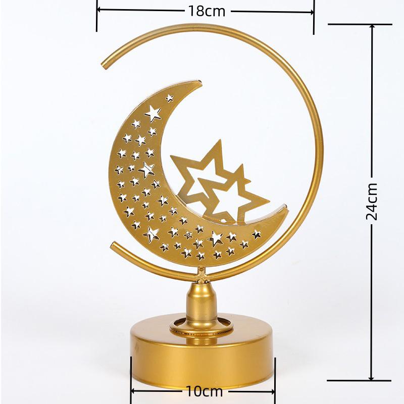 Eid Mubarak Iron Art Moon Star Led Hollow Light Ramadan Decoration 2026 Home Islamic Muslim Festival Party Supplies Eid