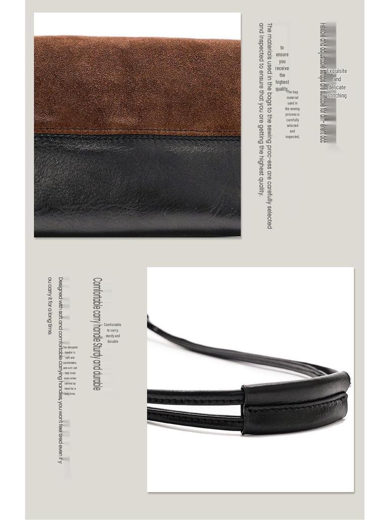 Women's Genuine Leather Suede Patchwork Crossbody Bag - Casual, Fashionable, Versatile Shoulder Bag
