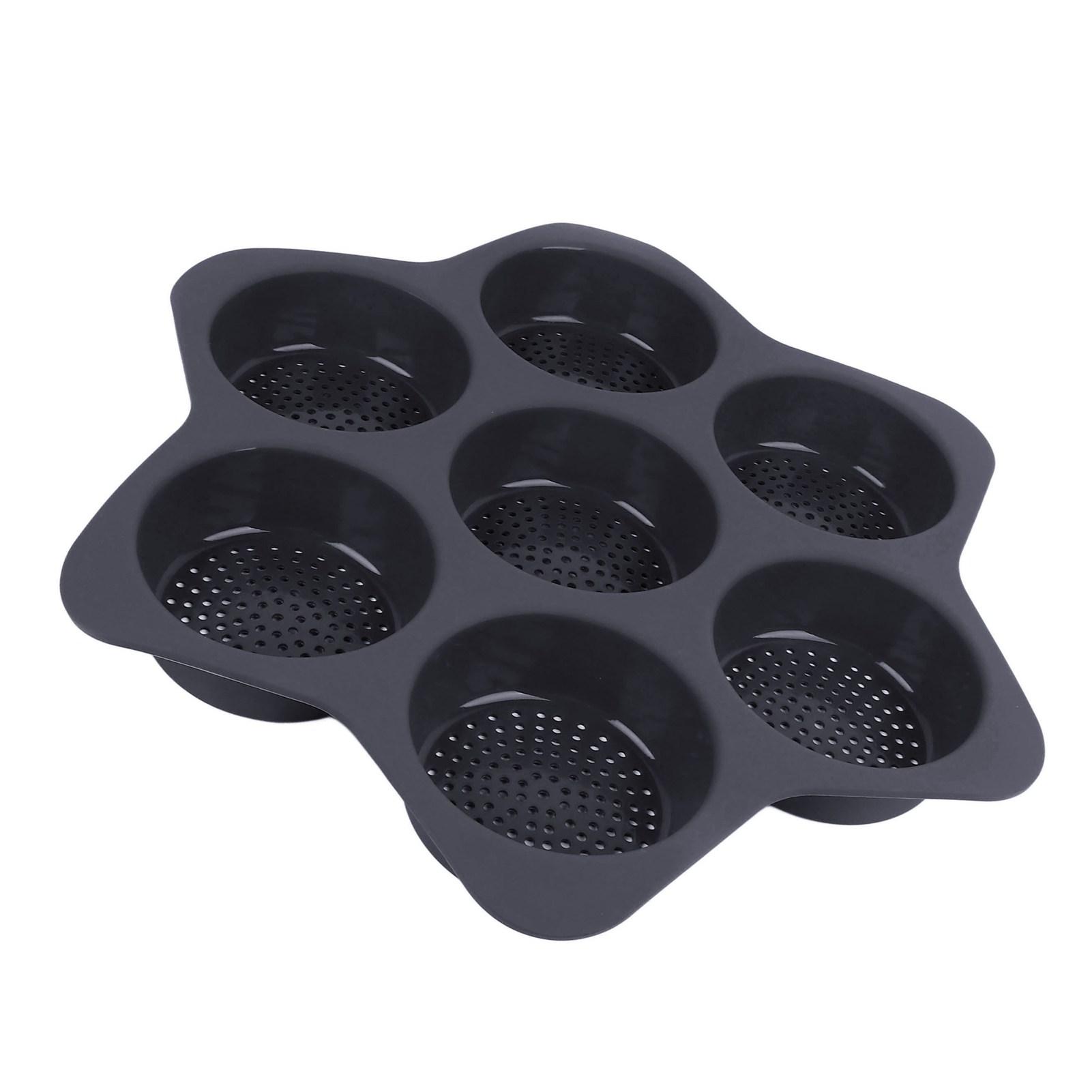 

Hamburger Bun Mold 7 Cavity Silicone Non Stick Dishwasher Safe Household Hamburger Bread Form Baking Pan for Egg Cornbread Layer Cake