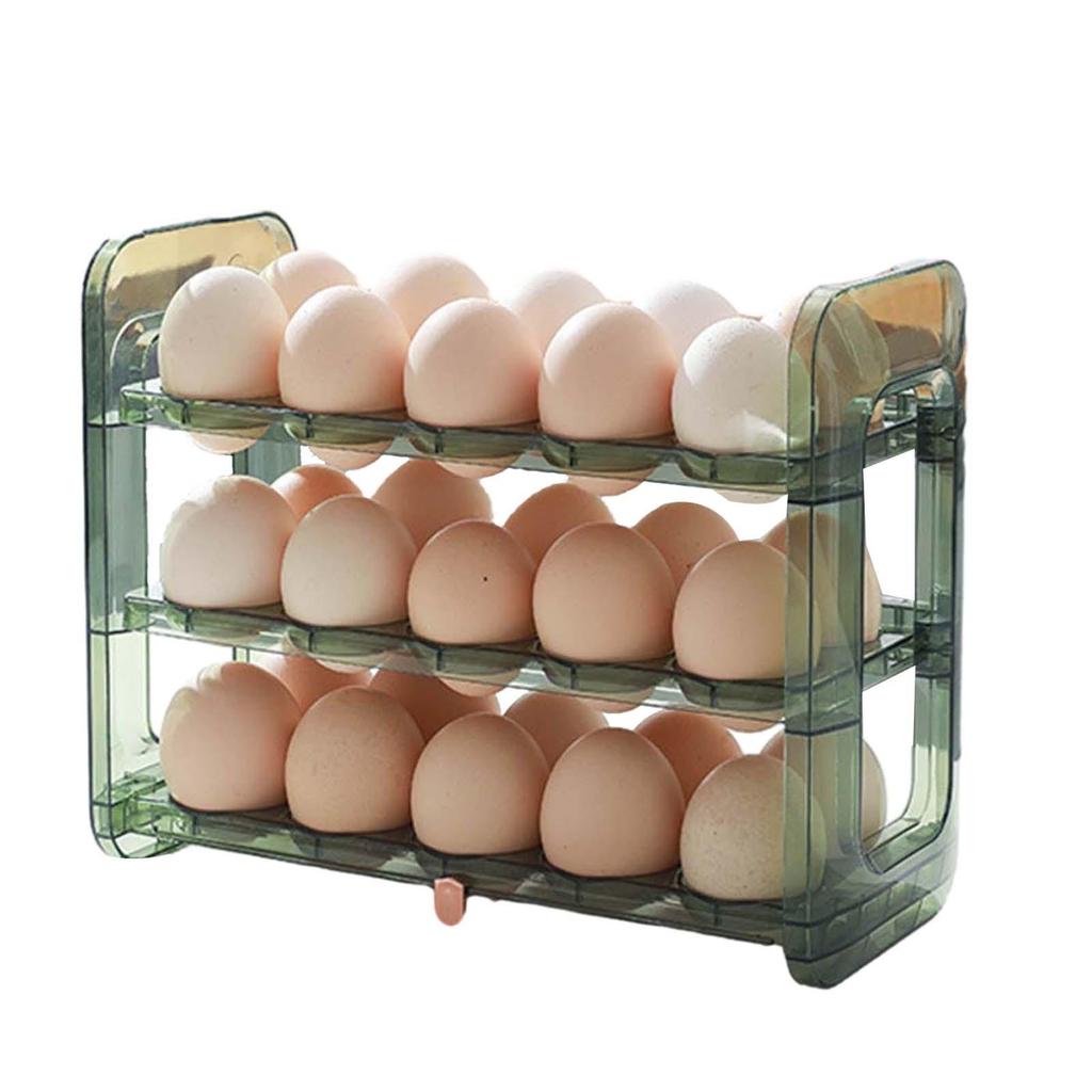 Flip Egg Holder for Refrigerator with Handle Reusable Egg Organizer Egg Storage Container for Pantry Countertop Shelf