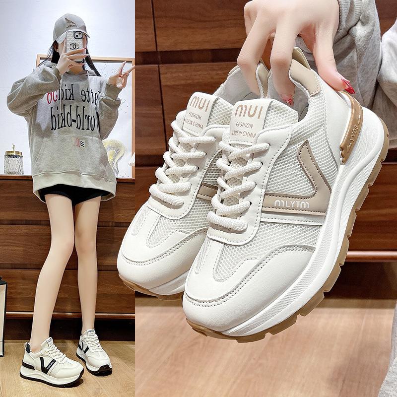 Thick-soled Dad Shoes Women's Popular Small Height Increase White Shoes Spring and Autumn 2025 New Casual Sports Shoes Board Shoes