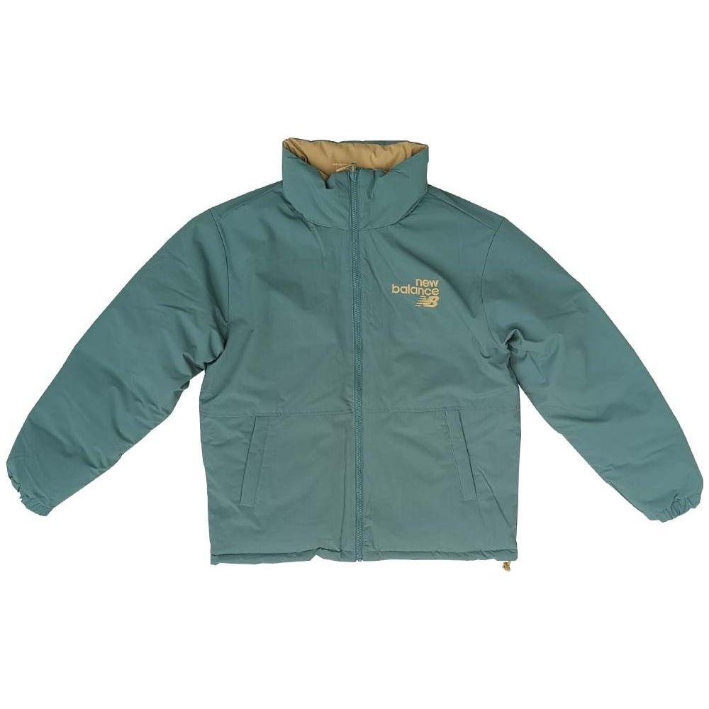 

Толстый двусторонний пуховик New Balance с принтом логотипа, верхняя одежда унисекс, небесно-голубой AMJ24357-WXD