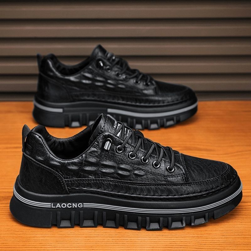 2024 autumn new casual black fashion comfortable versatile chef board shoes flat work shoes men's shoes